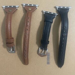 Brown and Black Leather Apple Watch Bands